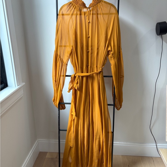 MLM Label Mustard Ruffled Blouse Size L - Picture 4 of 7